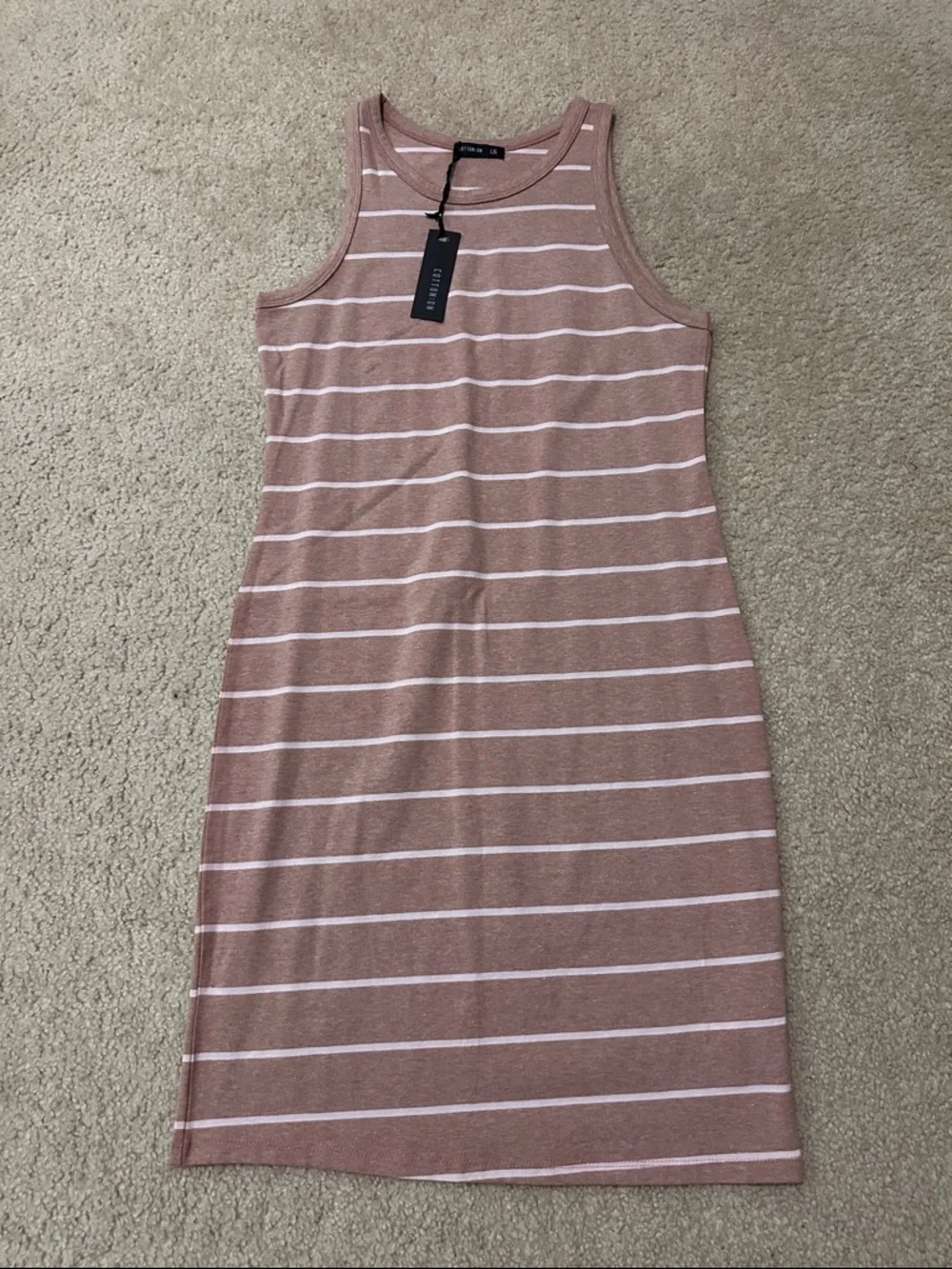 Cotton On Mauve Pink Striped Tank Bodycon Midi Dress NWT - Picture 1 of 10